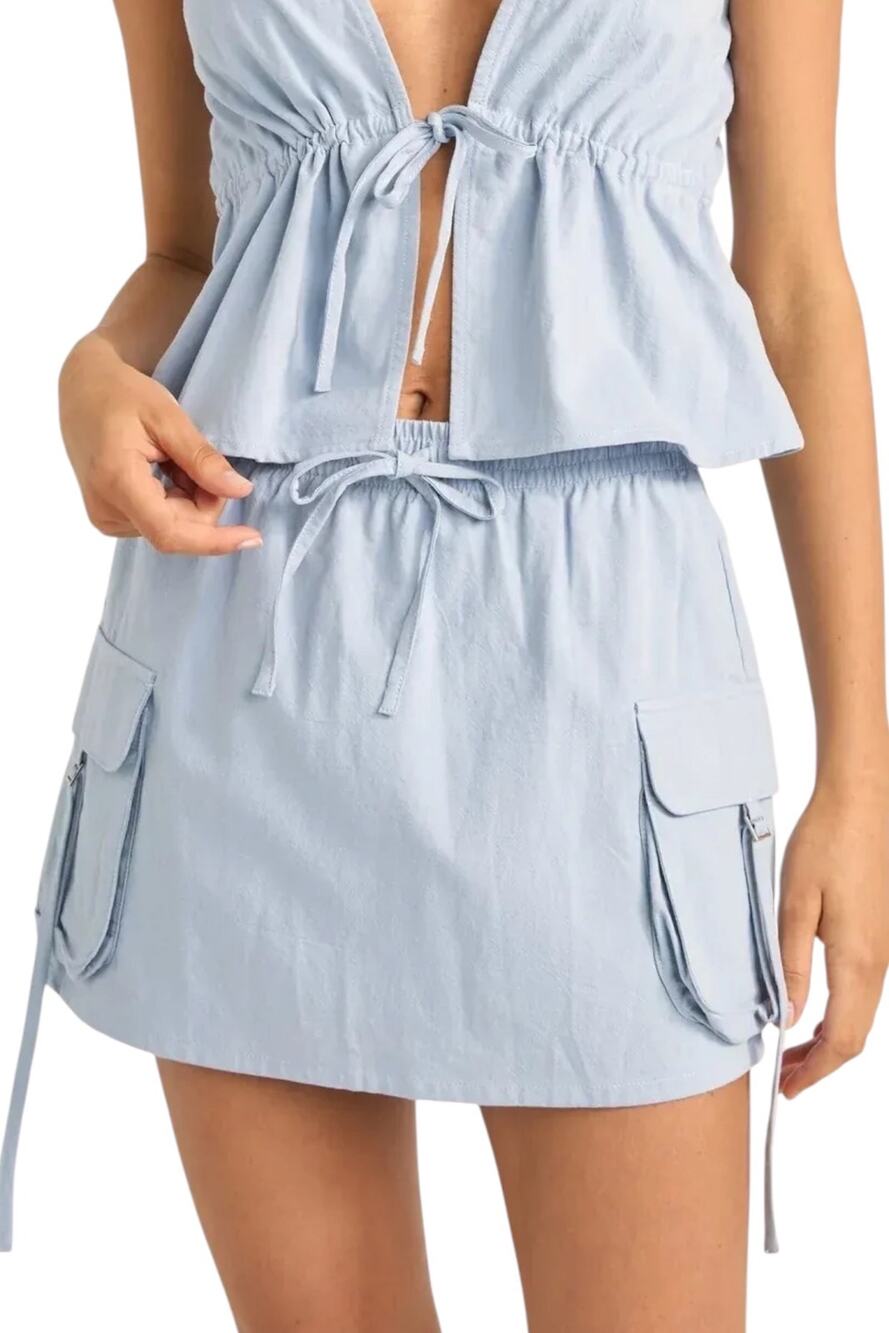 NWT Rhythm Dolly Cargo Mini Skirt - Dusty Blue - US 6